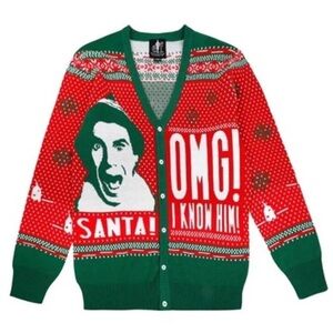 NWT Buddy The Elf Ugly Funny Christmas Cardigan Sweater OMG I KNOW HIM Medium